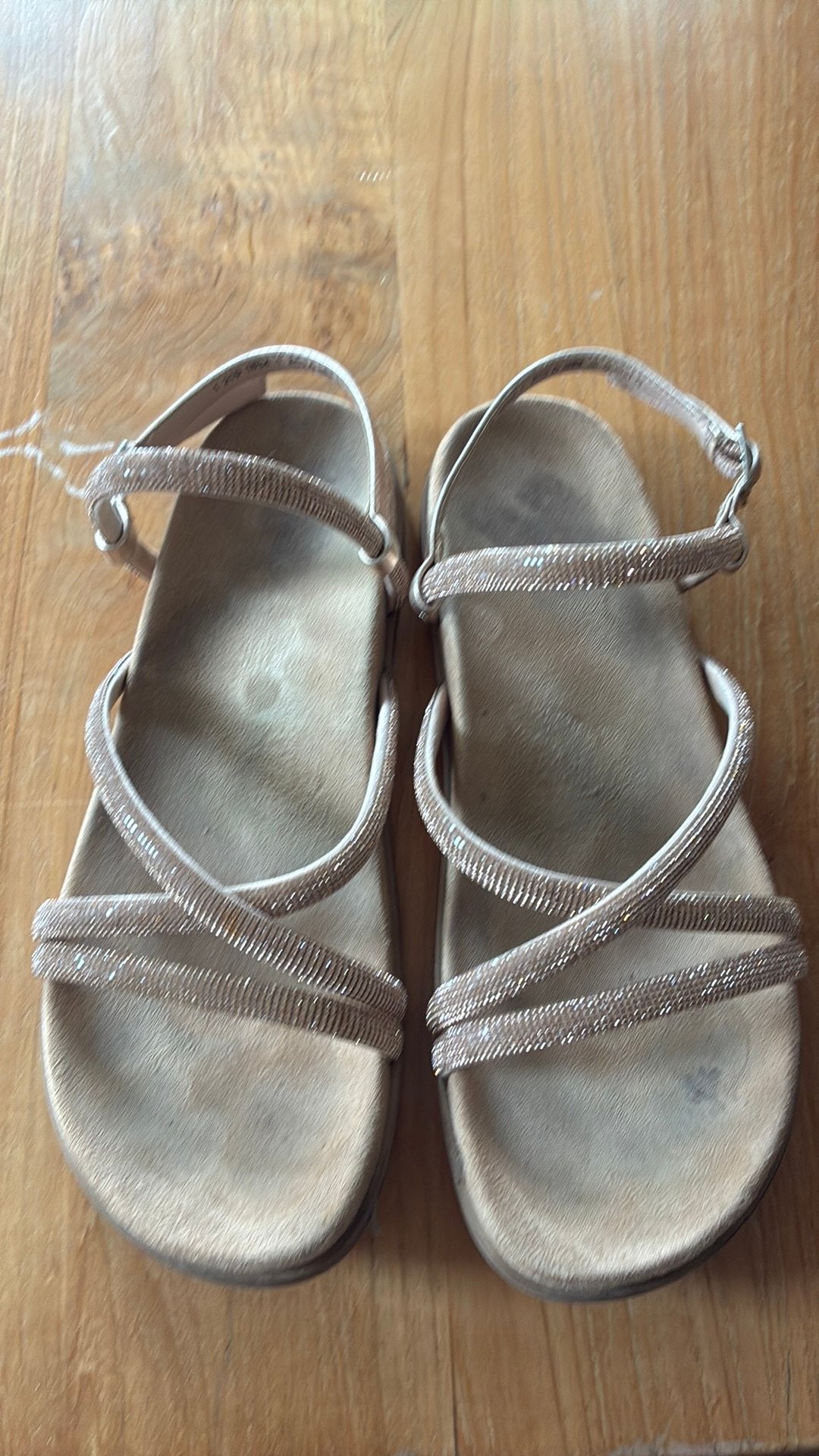 Sandalen brons met glitter, Overige kleuren, Gedragen, Sandalen of Muiltjes, Ophalen of Verzenden