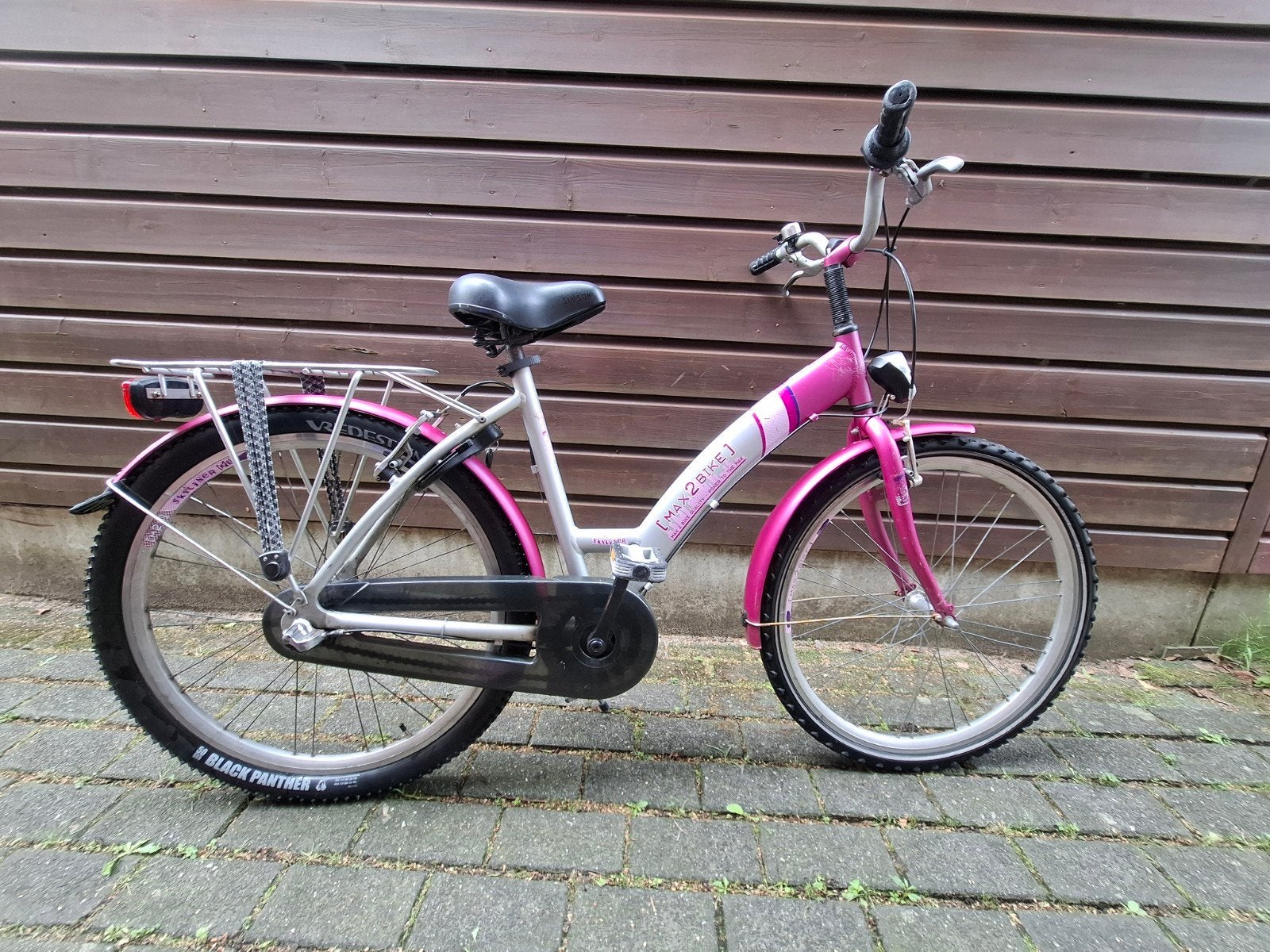 Max2Bike Skyliner 26 inch meisjesfiets roze, z.g.a.n., Terugtraprem, Gebruikt, Handrem, Max Bike