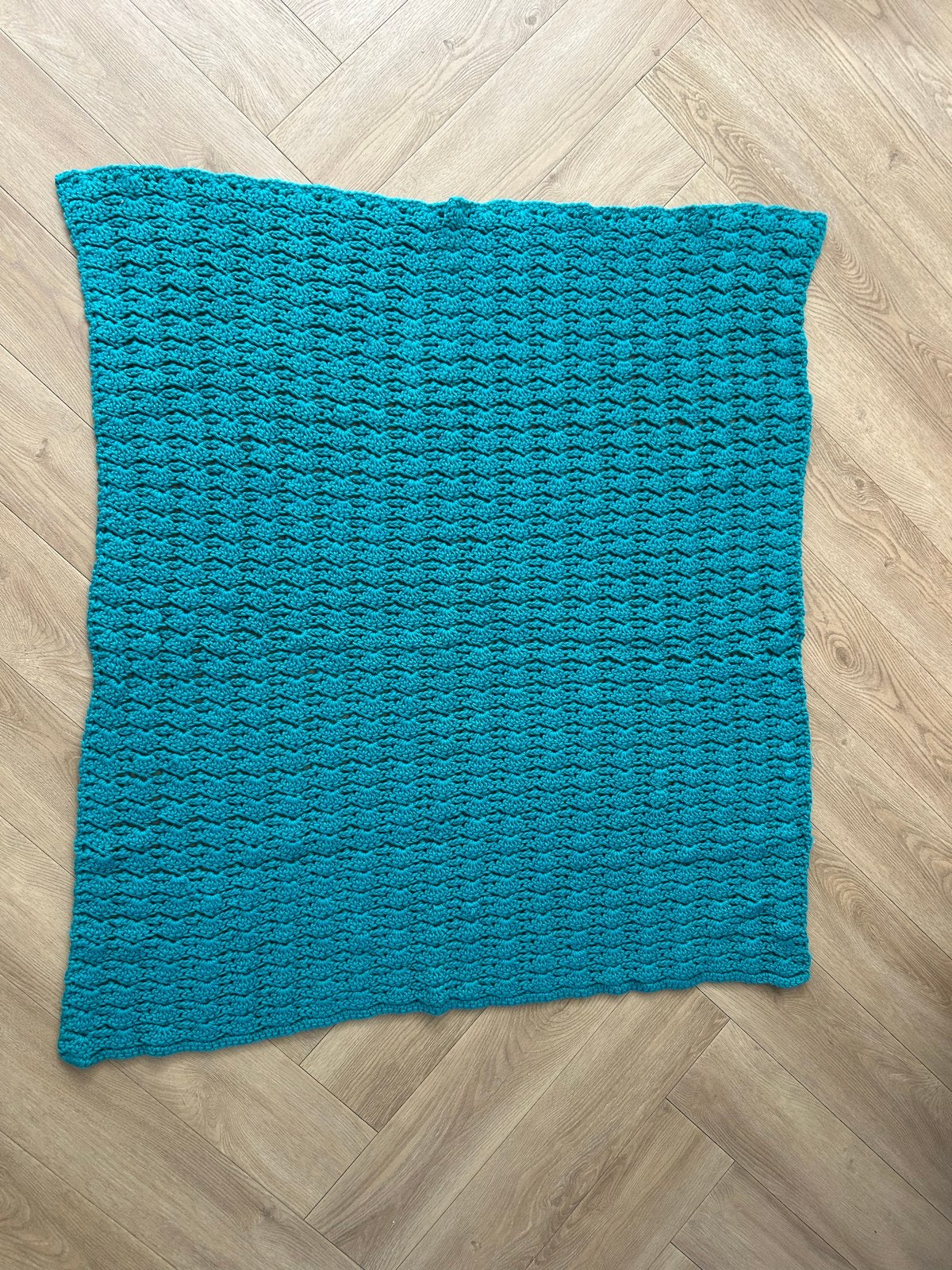 Handgemaakte gehaakte deken - Turquoise (100x115 cm), 100 tot 150 cm, Blauw, Nieuw, Ophalen of Verzenden