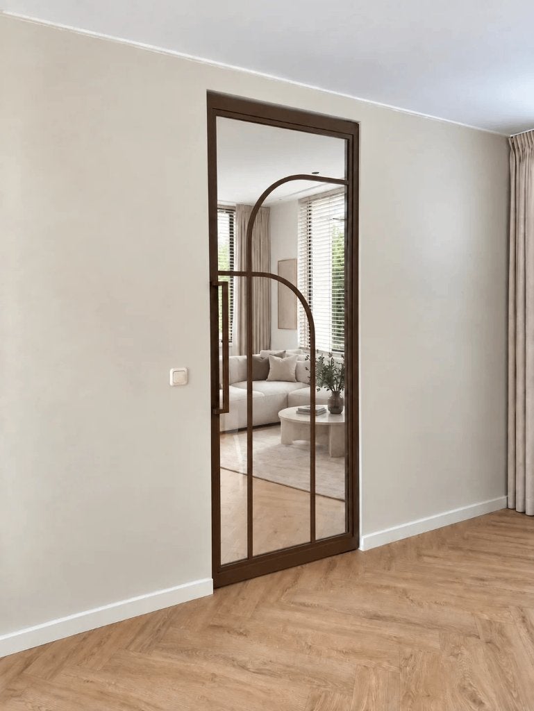 Uit voorraad Stalen Taatsdeur met Glas - Zwart of Brons, 80 tot 100 cm, 215 cm of meer, Binnendeur, Nieuw