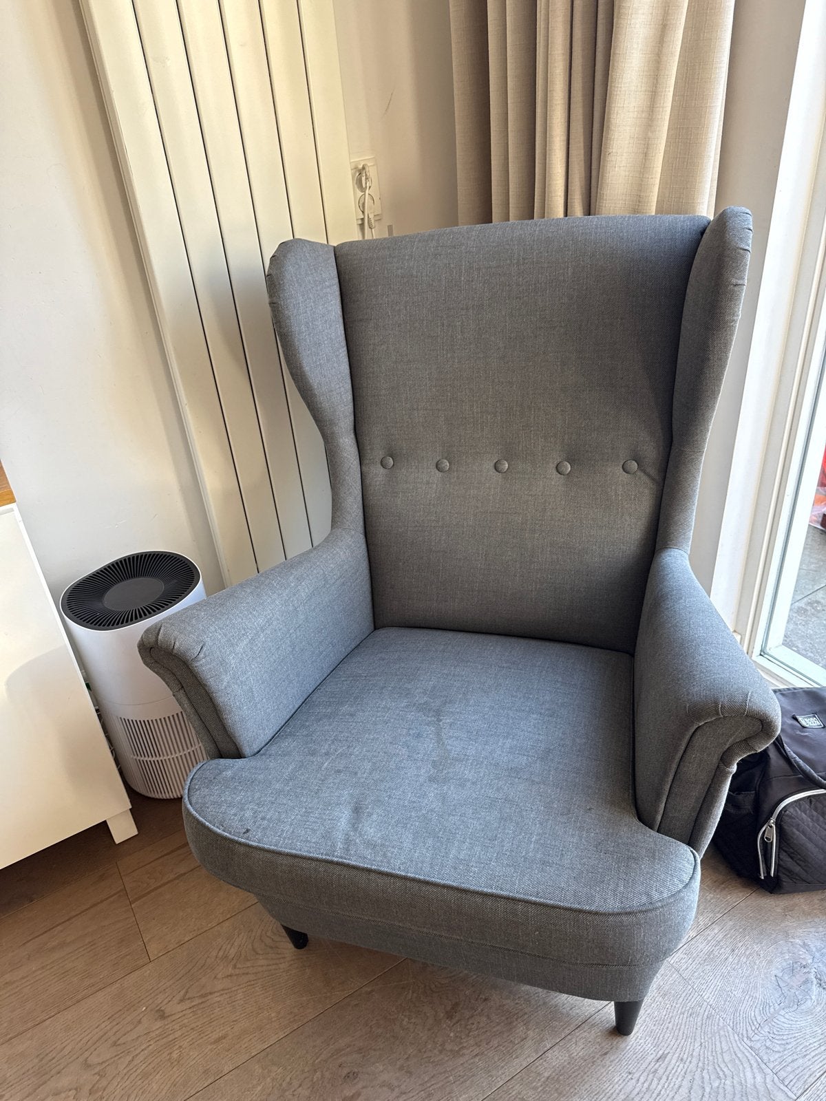 Strandmon Fauteuil grijs, Ophalen, Gebruikt, 75 tot 100 cm, Stof