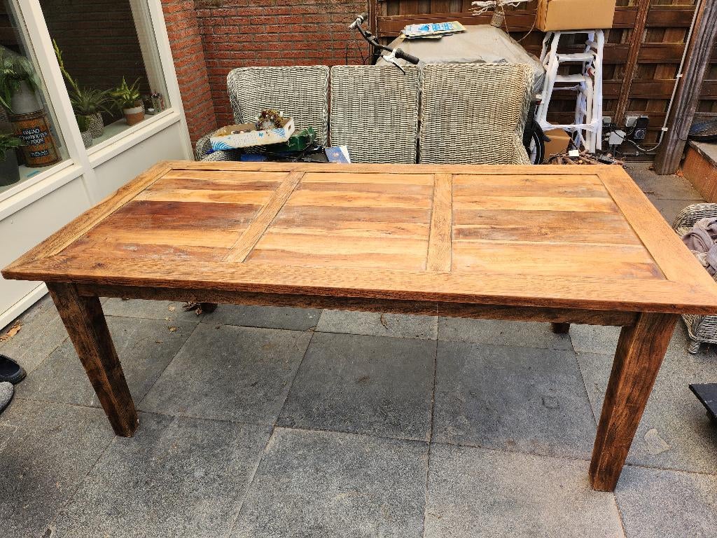 Kersen houten eettafel L2.00cm B100cm H78cm, Gebruikt, 200 cm of meer, 50 tot 100 cm, Vijf personen of meer