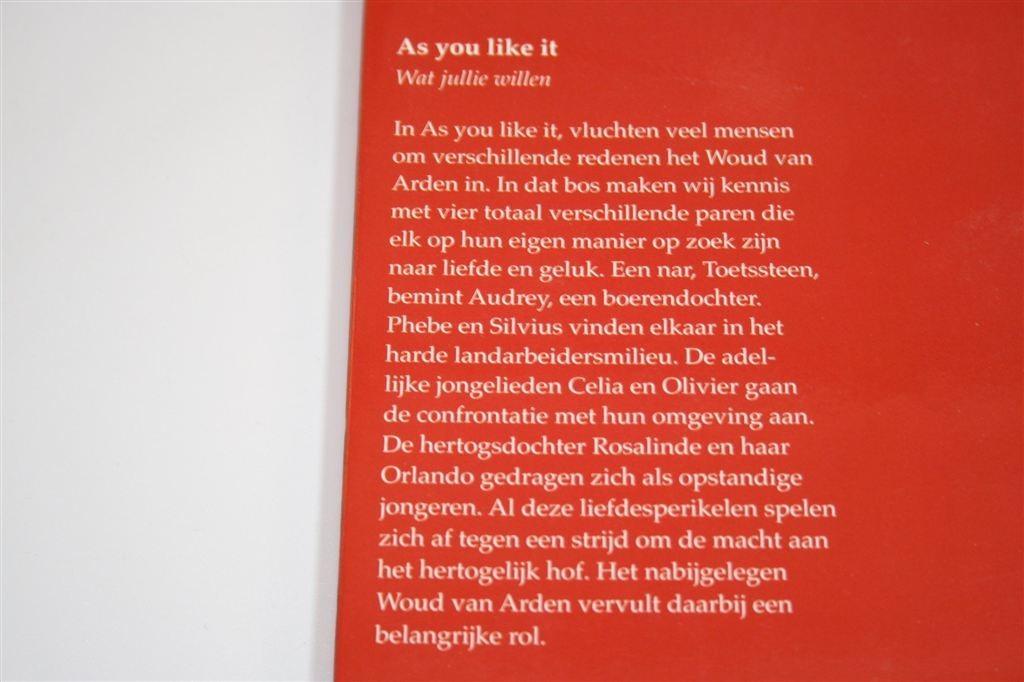 Zoals Jullie Willen — Shakespeare Komedie — Groningen Uitgav, Ophalen of Verzenden, Zo goed als nieuw