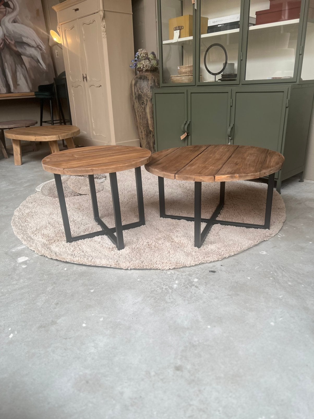 Salontafel rond oud hout, Huis en Inrichting, Rond, Nieuw, Minder dan 50 cm, 50 tot 100 cm