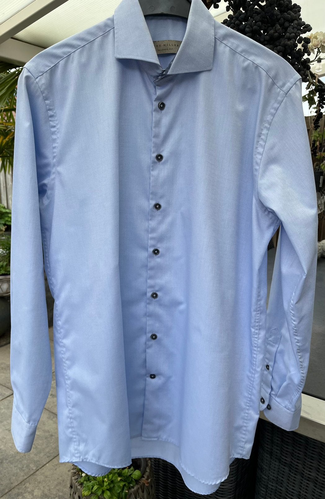 Overhemd John Miller 16 1/2 Tallored Fit L 42 kleur blauw, Ophalen of Verzenden, Zo goed als nieuw, Blauw, Halswijdte 41/42 (L)