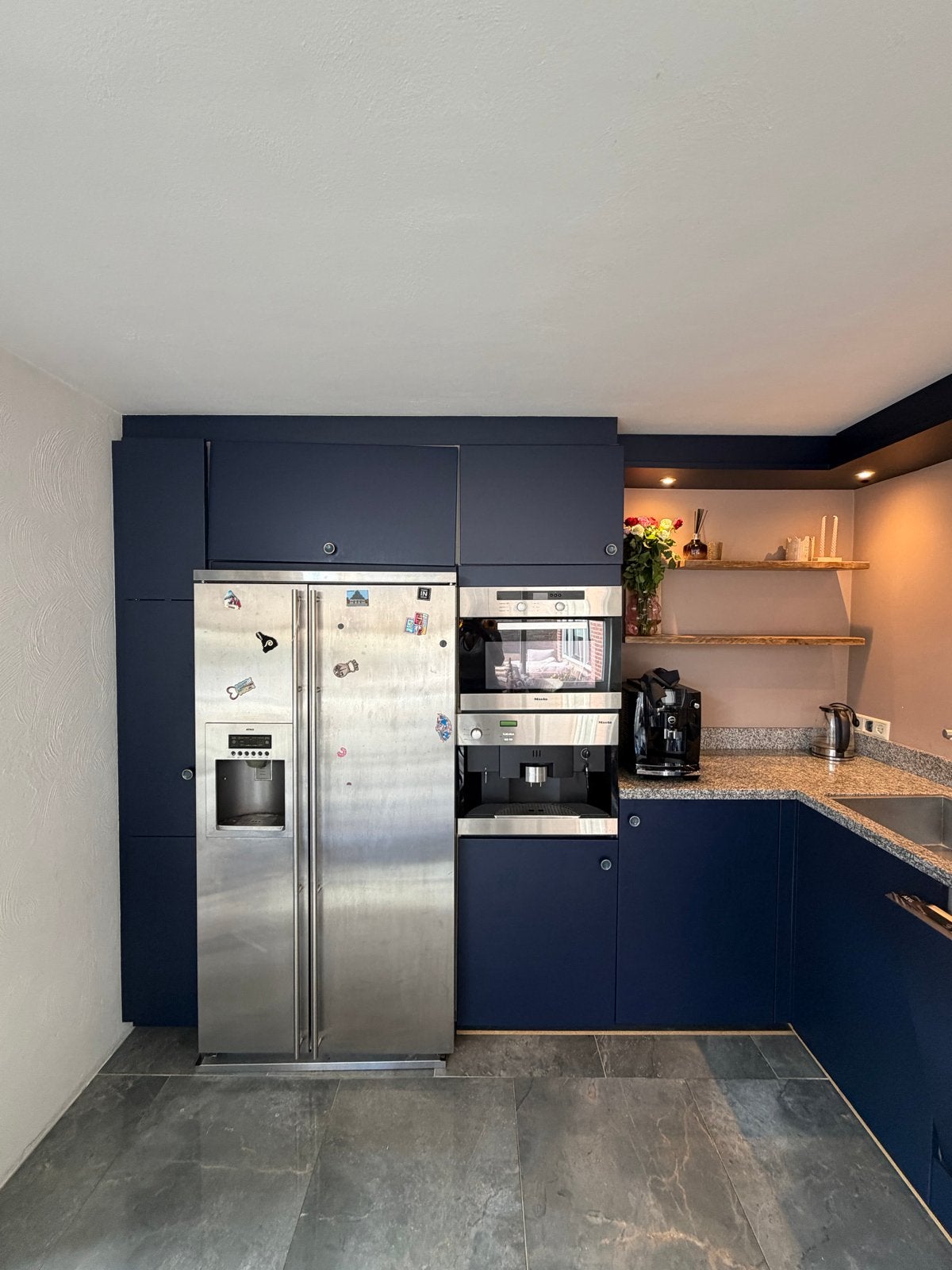 Complete keuken tegen elk aannemelijk bod, Huis en Inrichting, Ophalen, Gebruikt, Blauw, Hoekkeuken