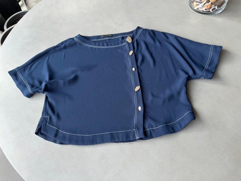 Nieuwe korte blauwe Zara blouse, maat L = XL, Zara, Maat 46/48 (XL) of groter, Nieuw, Verzenden