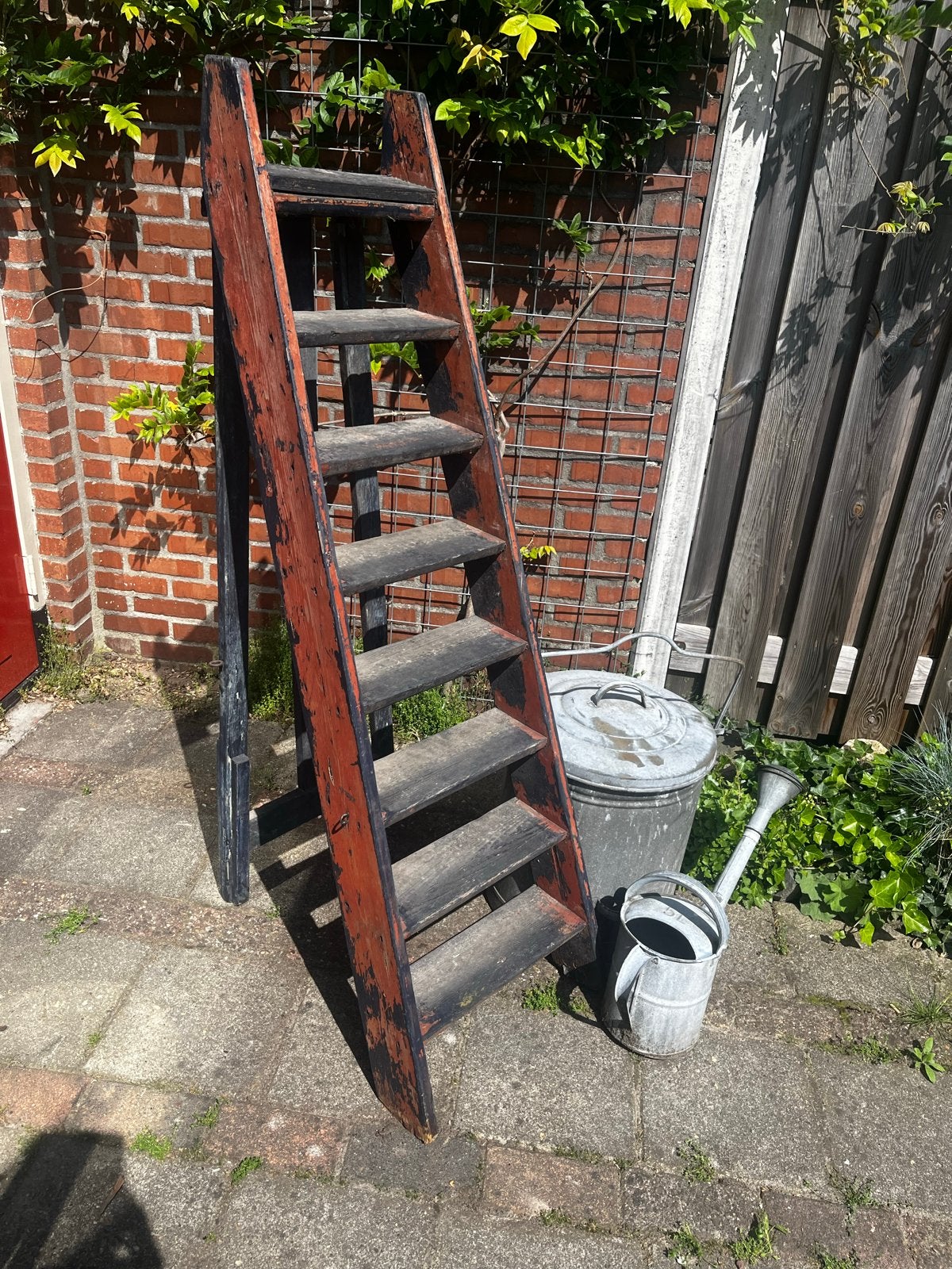 Decoratieve houten ladder - Vintage uitstraling, Ophalen