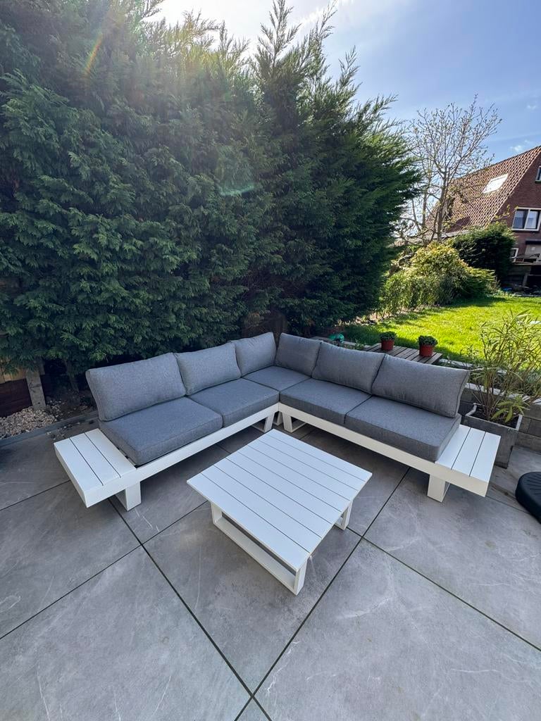Loungehoek set NIEUW in verpakking (inclusief kussens/tafel), 6 zitplaatsen, Bank, Ophalen of Verzenden, Loungeset