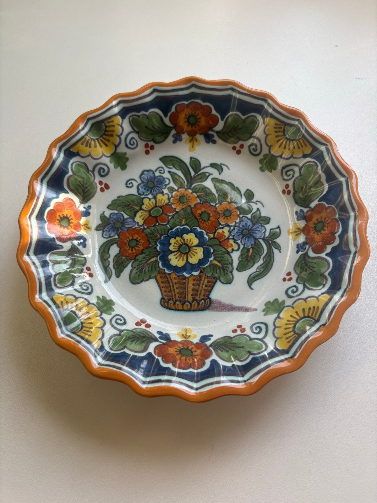 Handgeschilderd sierbord - Bloemenmand - Altena Workum, Antiek en Kunst, Ophalen of Verzenden