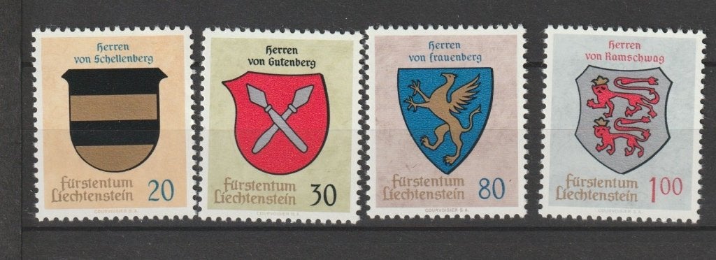 TSS Kavel 220191 Liechtenstein pf  minr 450-453 wapens, Ophalen, Overige landen, Postfris