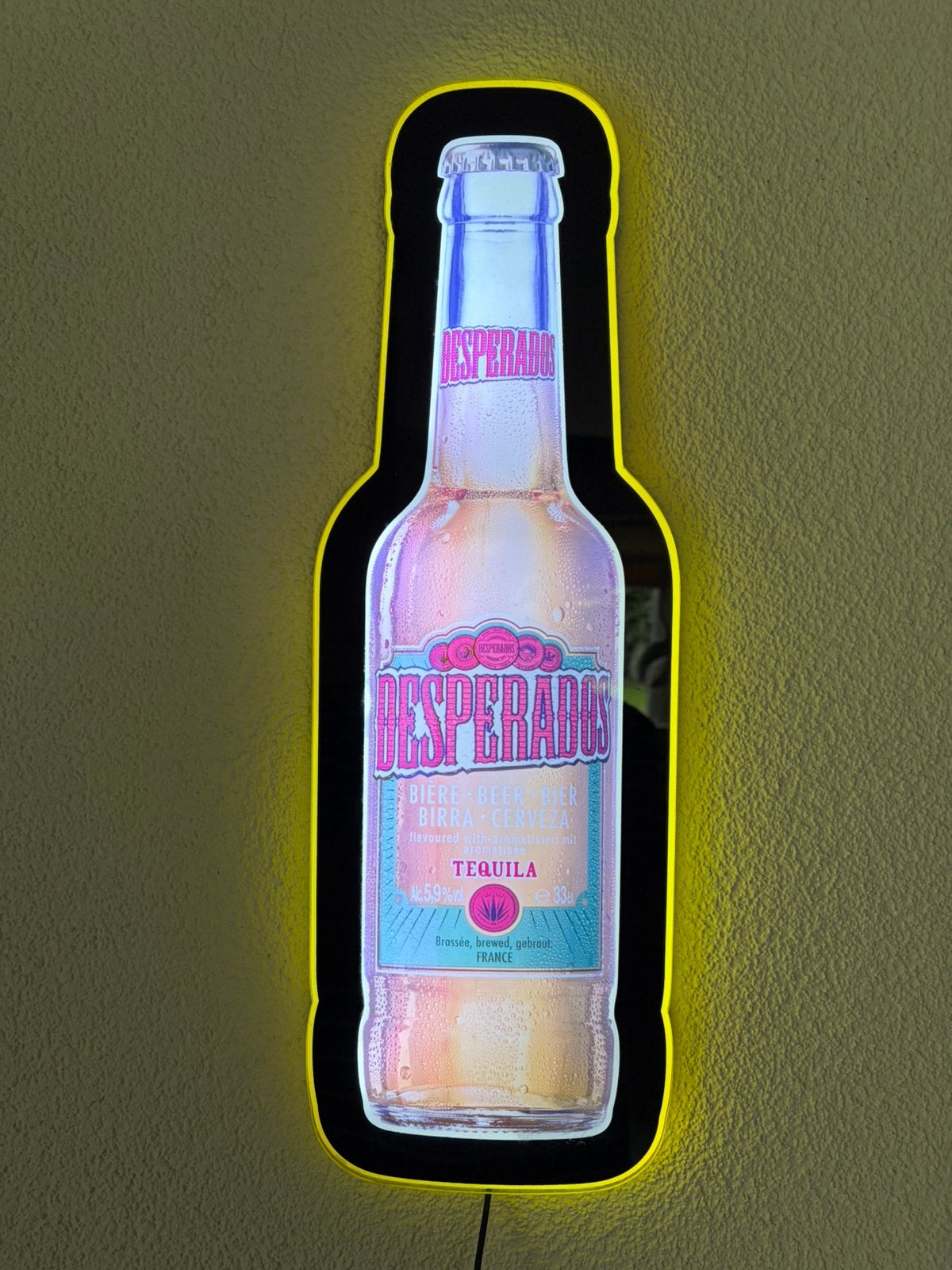 Desperados LED Lichtreclame / Lamp - Fles model, Verzamelen, Ophalen of Verzenden, Zo goed als nieuw, Reclamebord, Plaat of Schild