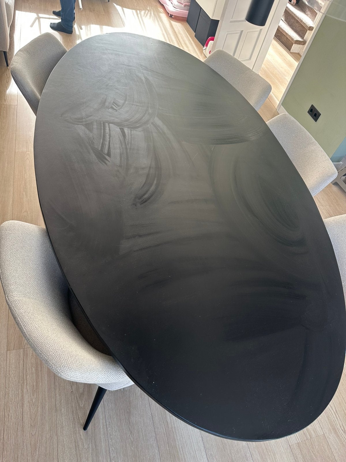 Zwarte mangohouten eettafel – 220  110 cm, Ophalen, 100 tot 150 cm, 200 cm of meer, Zo goed als nieuw