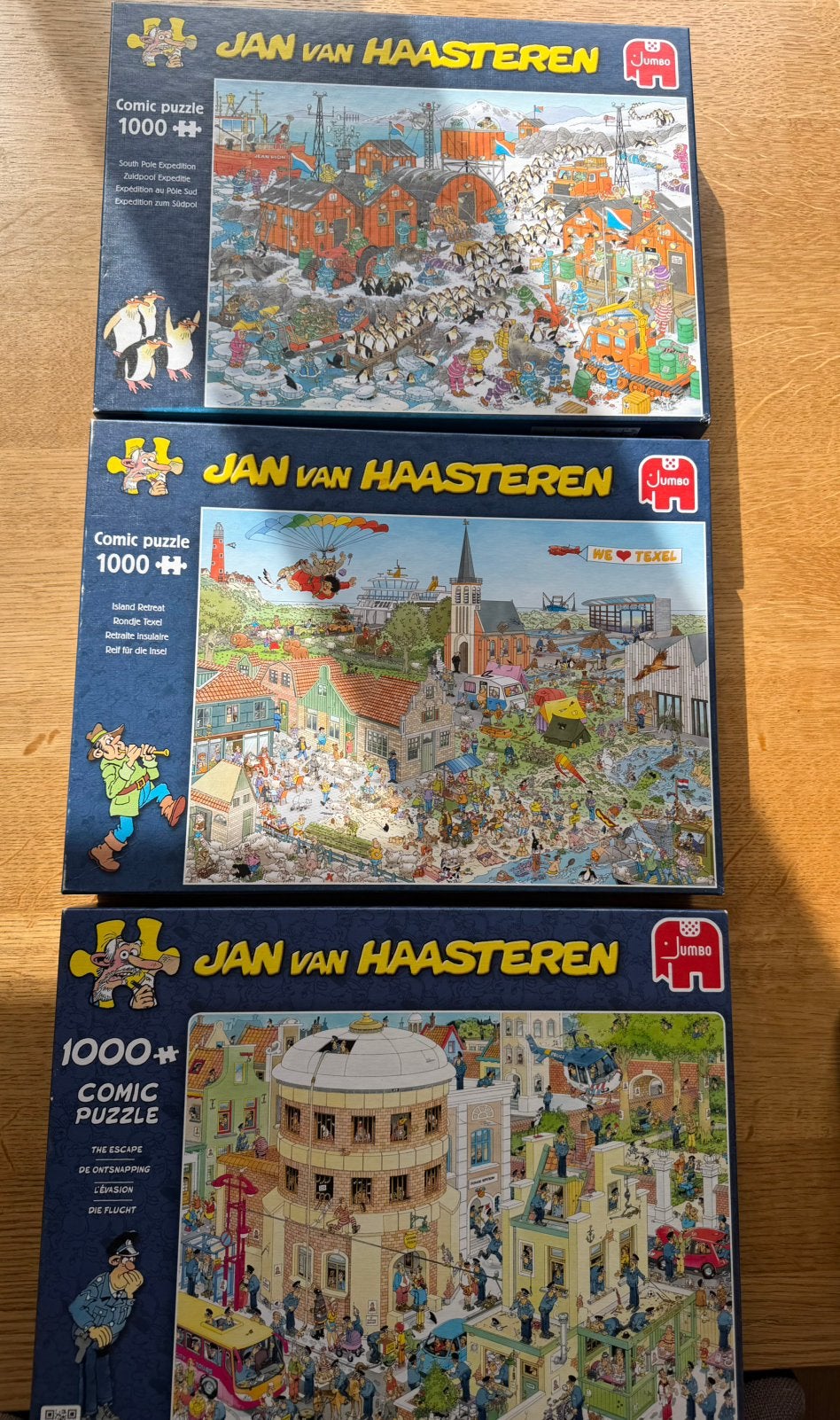 Jan van Haasteren 3 x 1000 stukjes puzzel, Ophalen, 500 t/m 1500 stukjes, Gebruikt