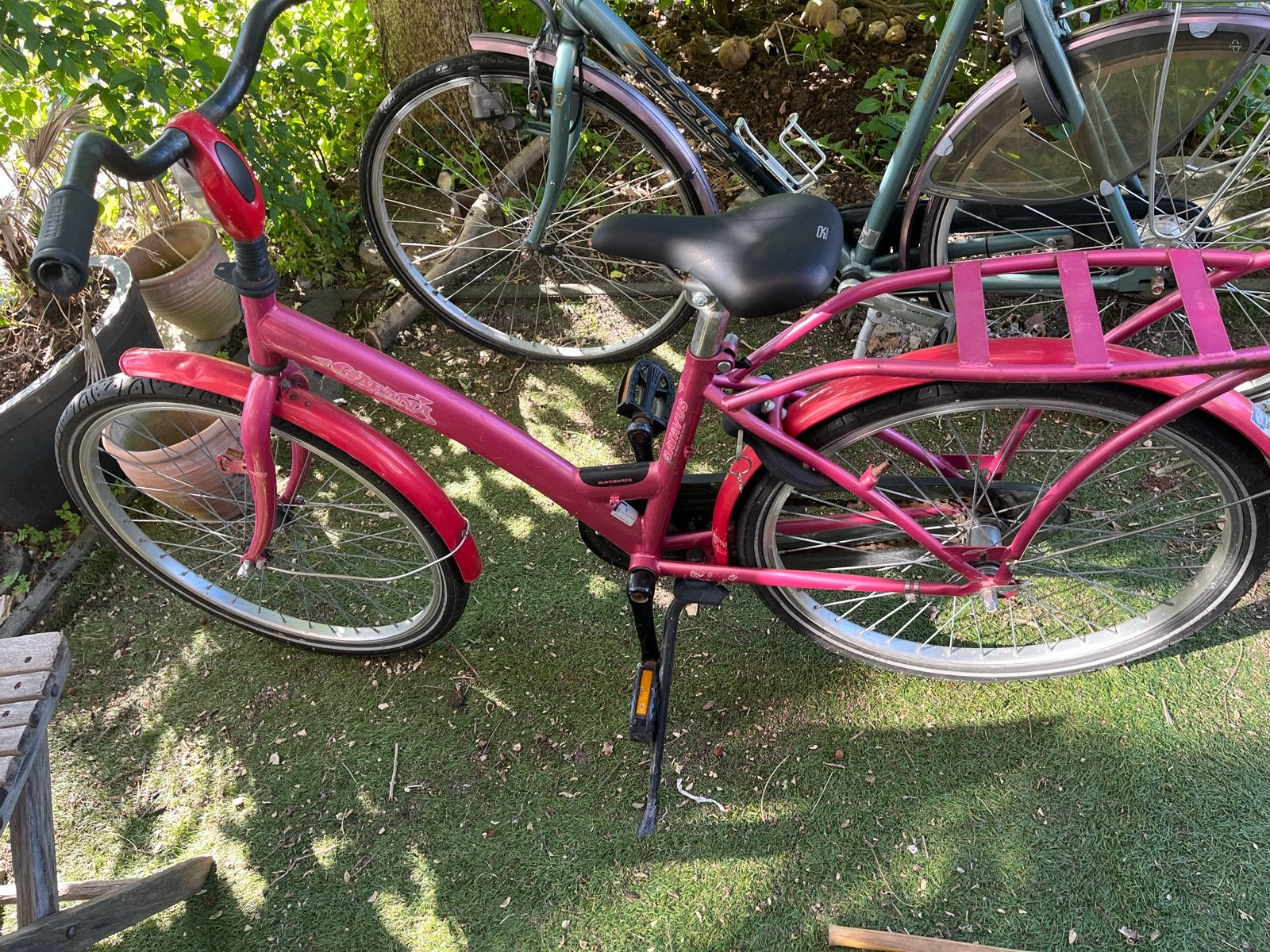 Batavus kinderfiets roze met bagagedrager, Fietsen en Brommers, Fietsen | Dames | Damesfietsen, Ophalen, Terugtraprem, Gebruikt