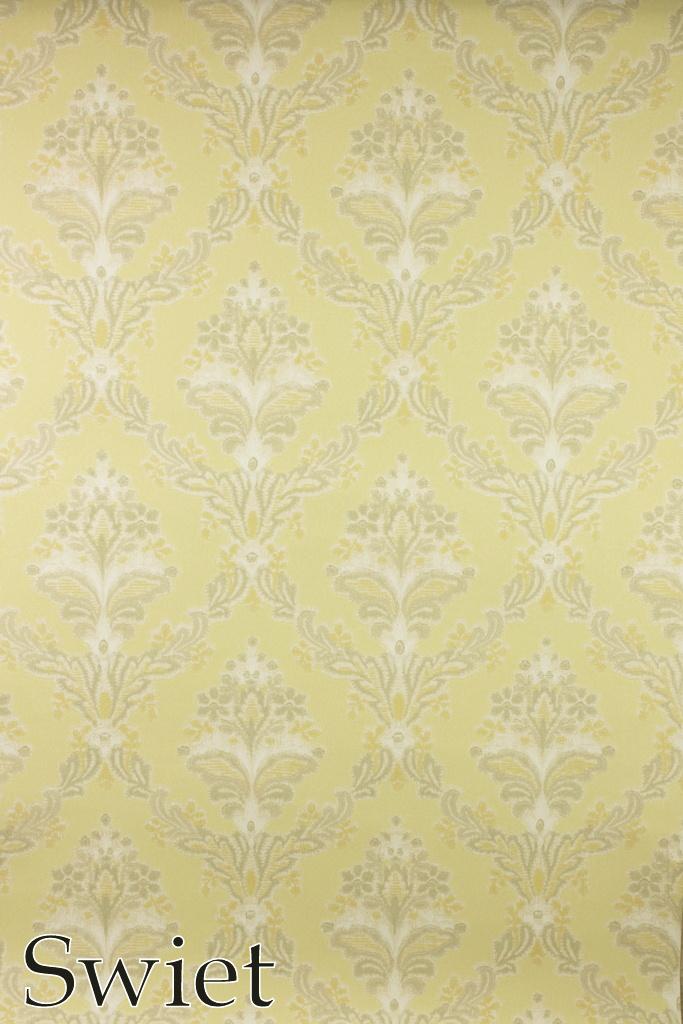 6065 Limekleurig klassiek behang vintage barok stijl swiet, Verzenden, Grijs