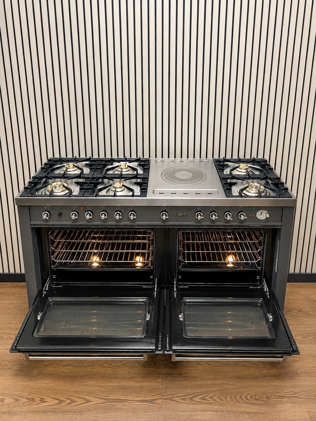 Luxe Boretti Fornuis 7 pits met coupe de feu 2 ovens 150 cm, Fornello Esperta, Refurbished, Ophalen of Verzenden, Energieklasse A of zuiniger