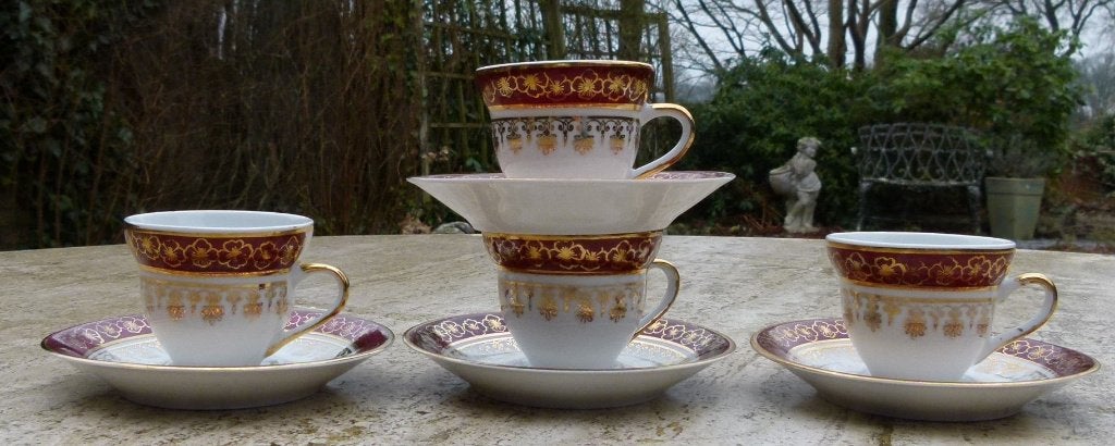 Istanbul Porcelain 5 Rode Espresso K + S met Gouden rand, Overige merken, Vintage, Nieuw, Ophalen of Verzenden