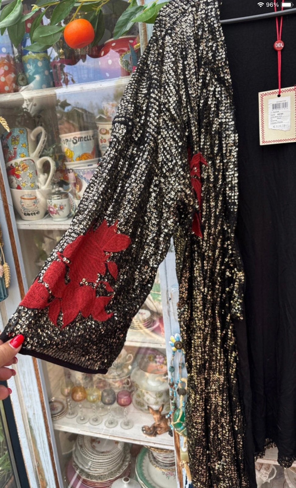 Didi kimono zwart/ zilver XL 42/44, Kleding | Dames, Jurken, Zwart, Maat 42/44 (L), Nieuw, Ophalen of Verzenden