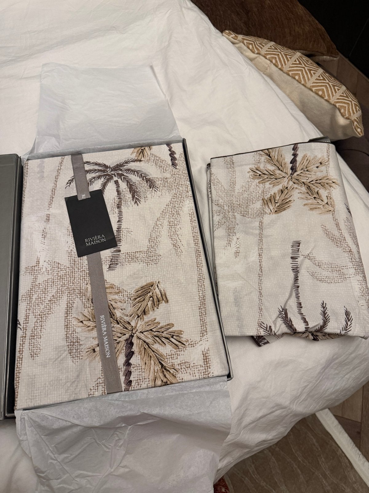 Riviera Maison Dekbedovertrek Palm Parade Sand 140x200/220, Jongetje of Meisje, Beige, Dekbedovertrek, Nieuw
