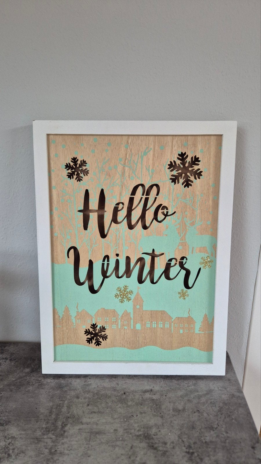 Houten schilderij decoratie met verlichting, Ophalen