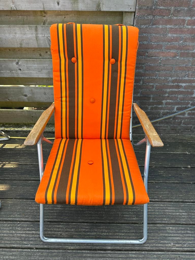 2x Retro Vintage Jaren '70 Tuinkussens - Oranje/Bruin, Ophalen of Verzenden, Gebruikt