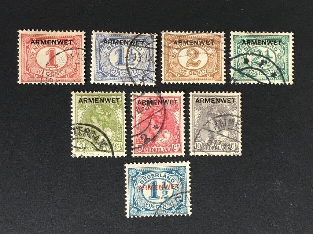 970d Nederland 1913 D1 t/m 8 - Armenwet compleet, gestempeld, Ophalen of Verzenden, T/m 1940, Gestempeld