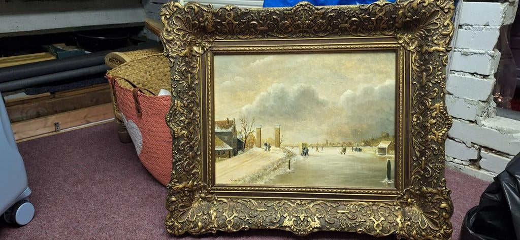Schilderij winterlandschap, Ophalen