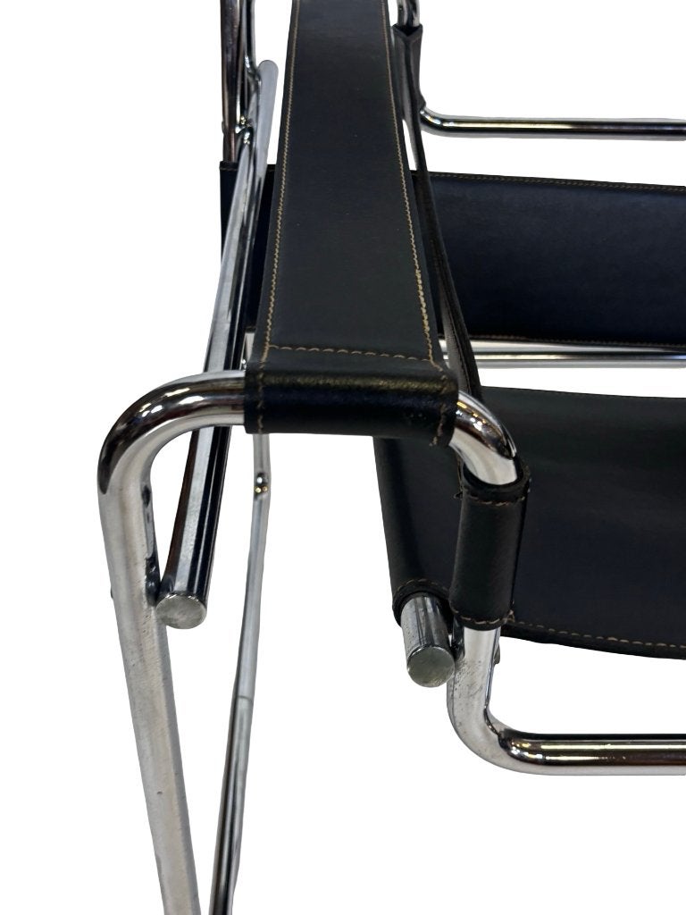 Wassily B3-stoel Marcel Breuer (REPLICA) kunstleer & chroom, Ophalen, Gebruikt, Wassily Chair, 75 tot 100 cm