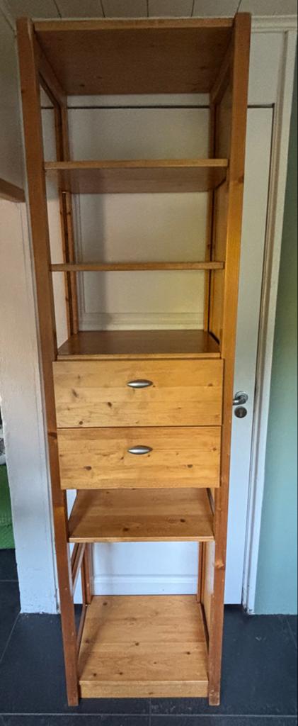 Lundia grenen boekenkast met 2 lades, schappen en plint, Ophalen, Gebruikt, Vintage Lundia, 200 cm of meer