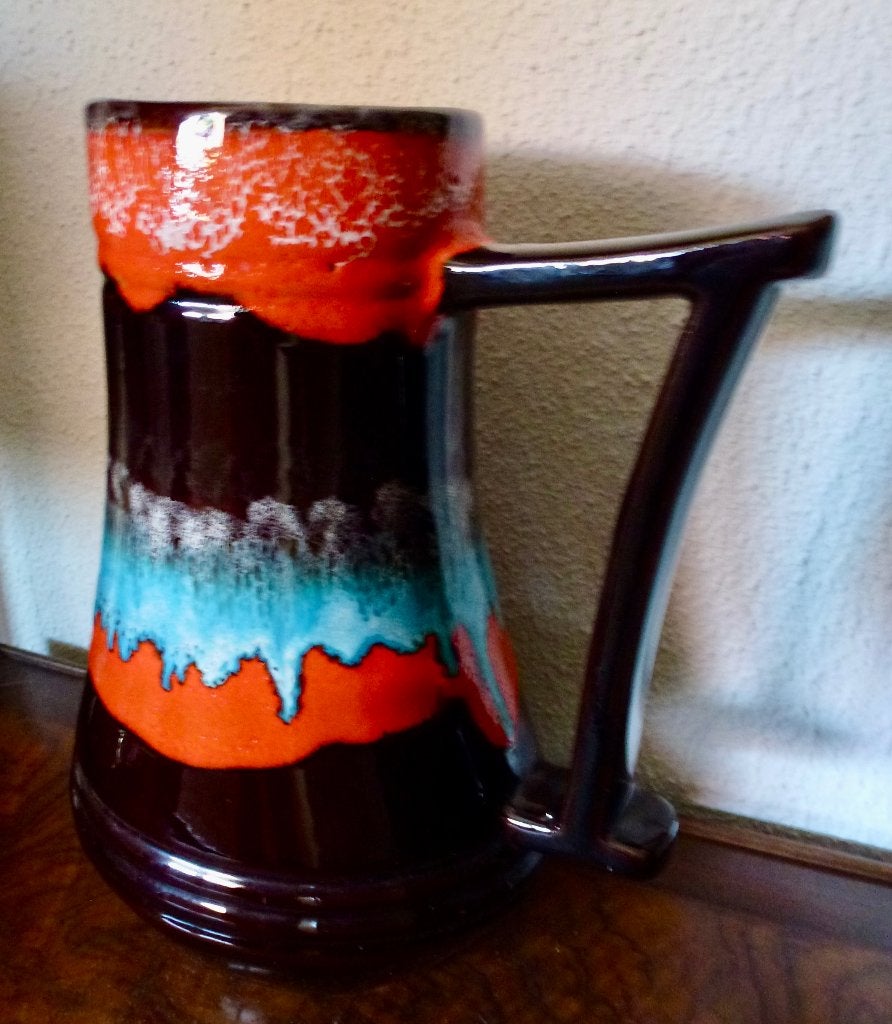 Vintage Vallauris karaf jaren 60 | Fat Lava druppelglazuur., Verzenden