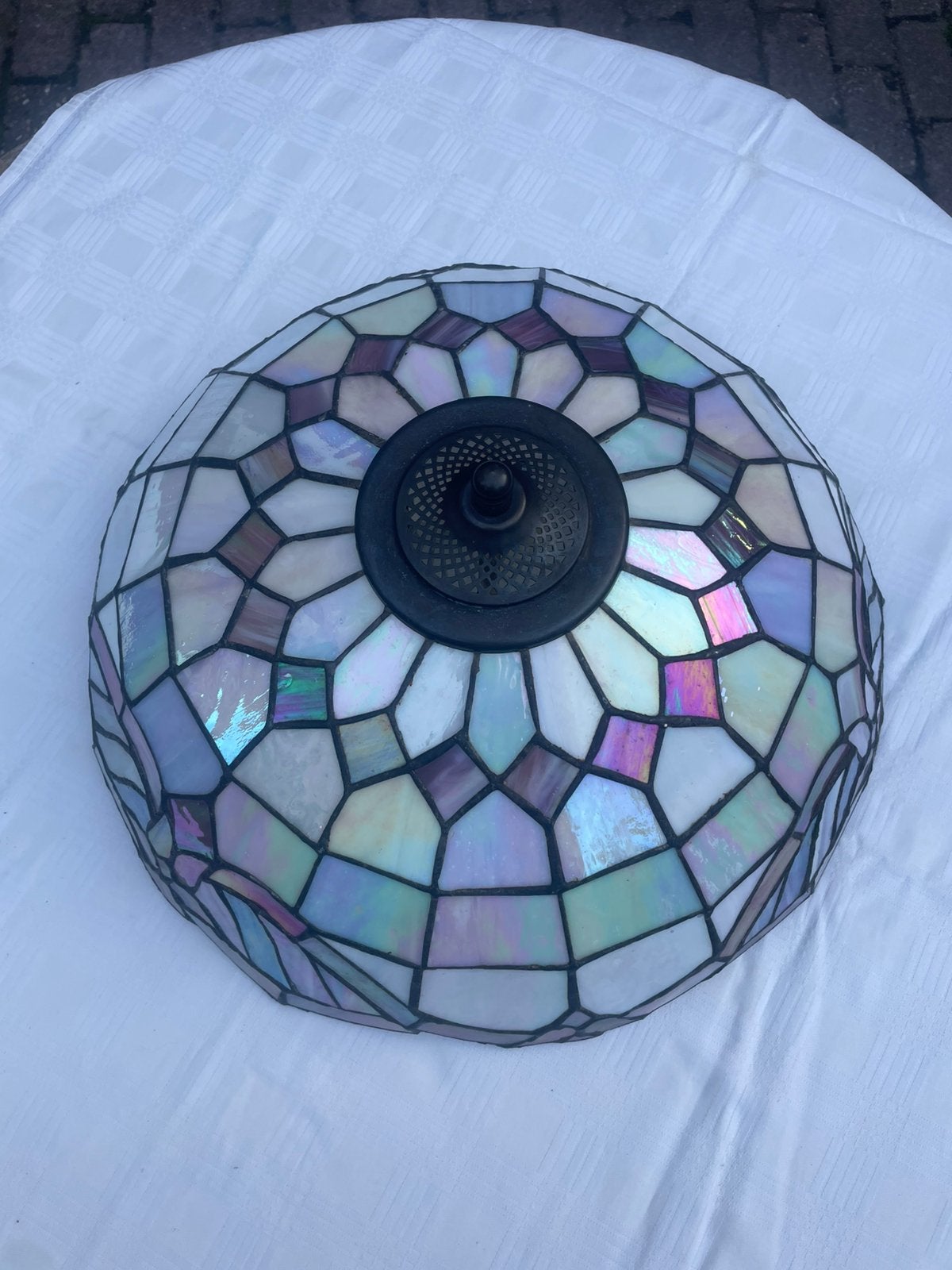Grote Tiffany plafoniere, Ophalen, Gebruikt, Roze, Vintage