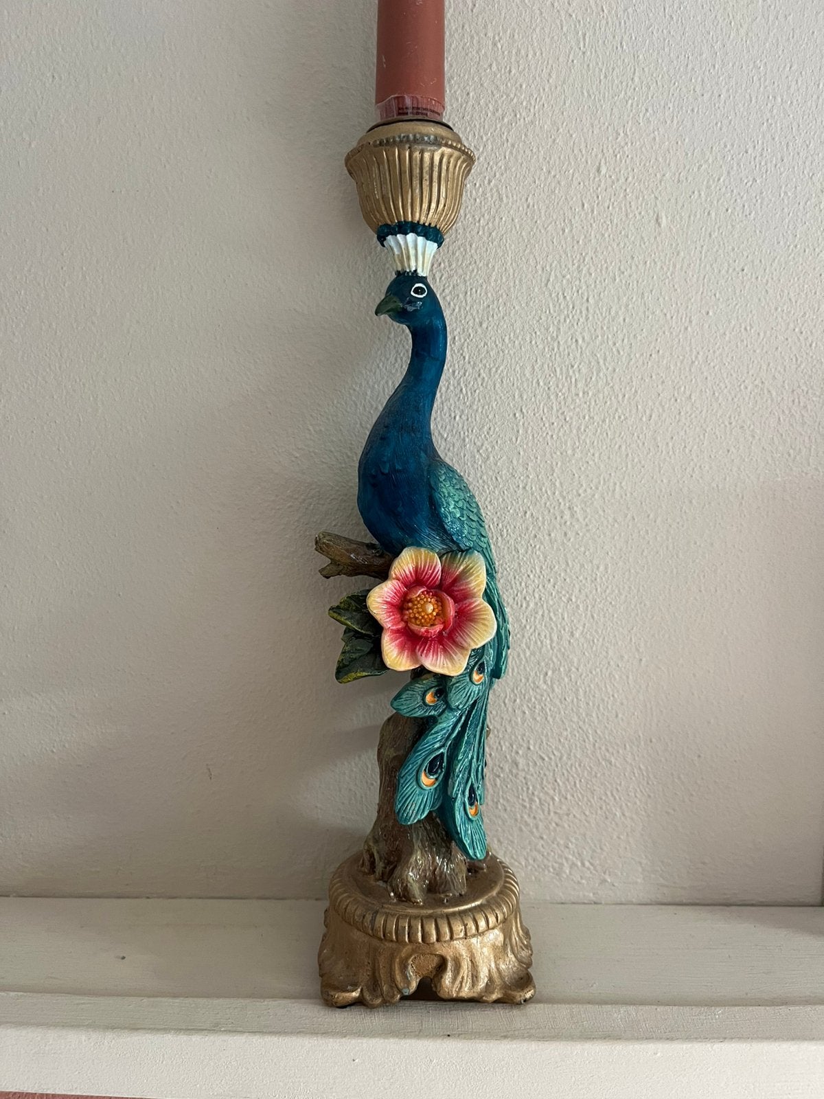 Kandelaar pauw met bloem, Ophalen, Keramiek of Aardewerk