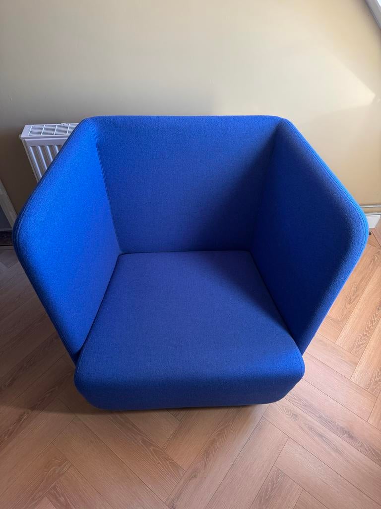 Blauwe Softline BASKET design stoel van Matthias Demacker, Huis en Inrichting, Stoelen, Gebruikt, Eén, Stof, Blauw, Ophalen