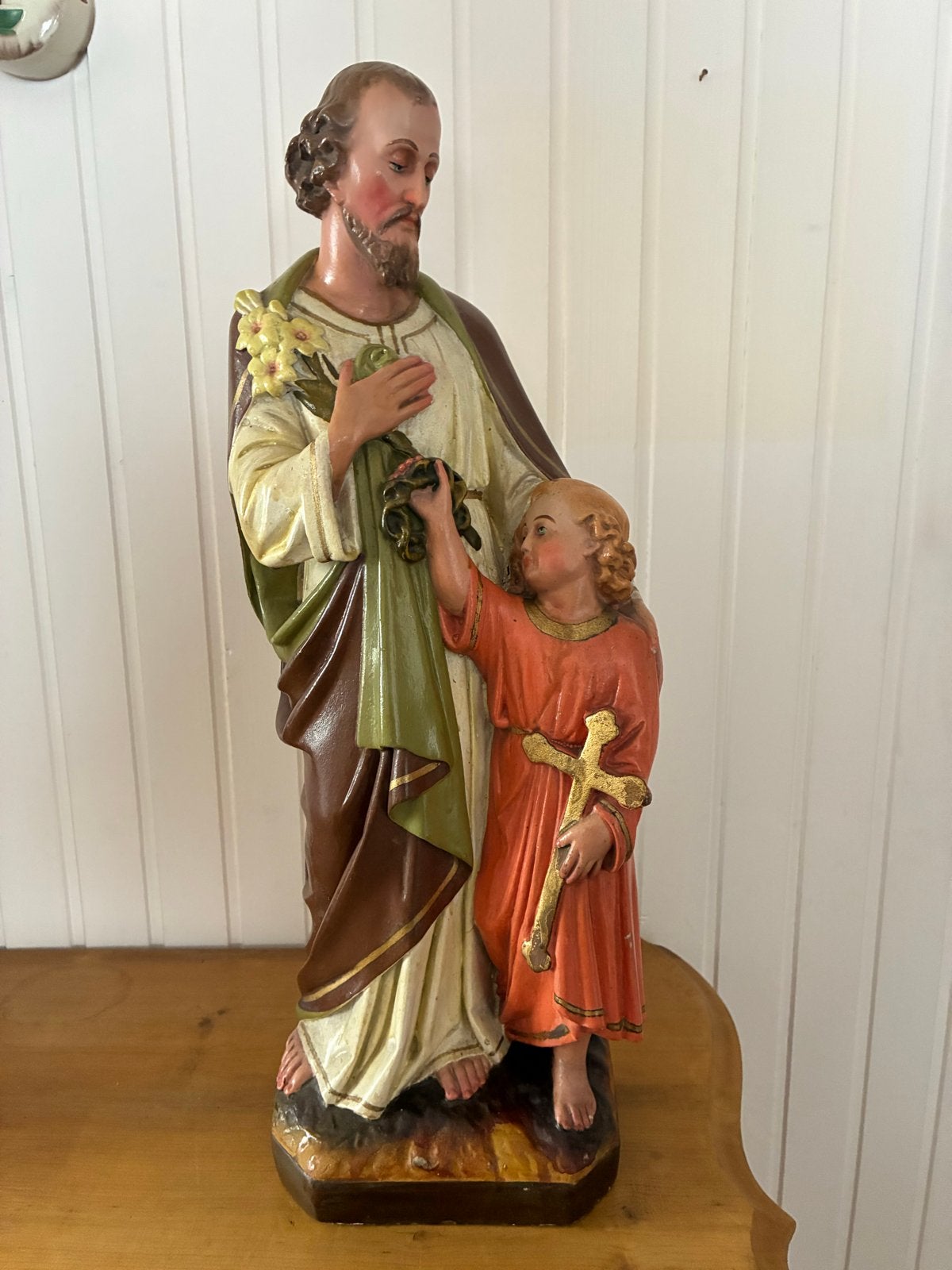 Vintage beeld Jozef met kindje Jezus. 52 cm, Ophalen