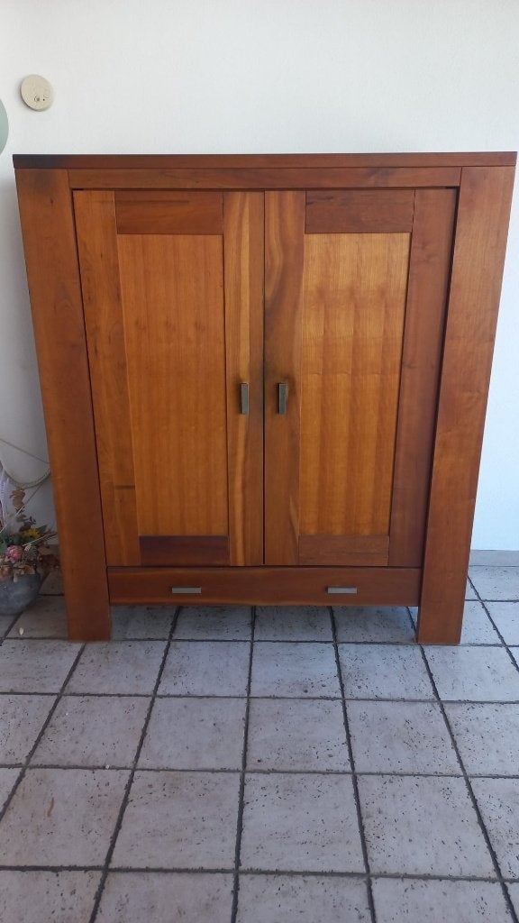 Mooie houten computerkast / bureaukast met deuren en lade, Ophalen, Gebruikt, 120 tot 170 cm, 120 tot 170 cm