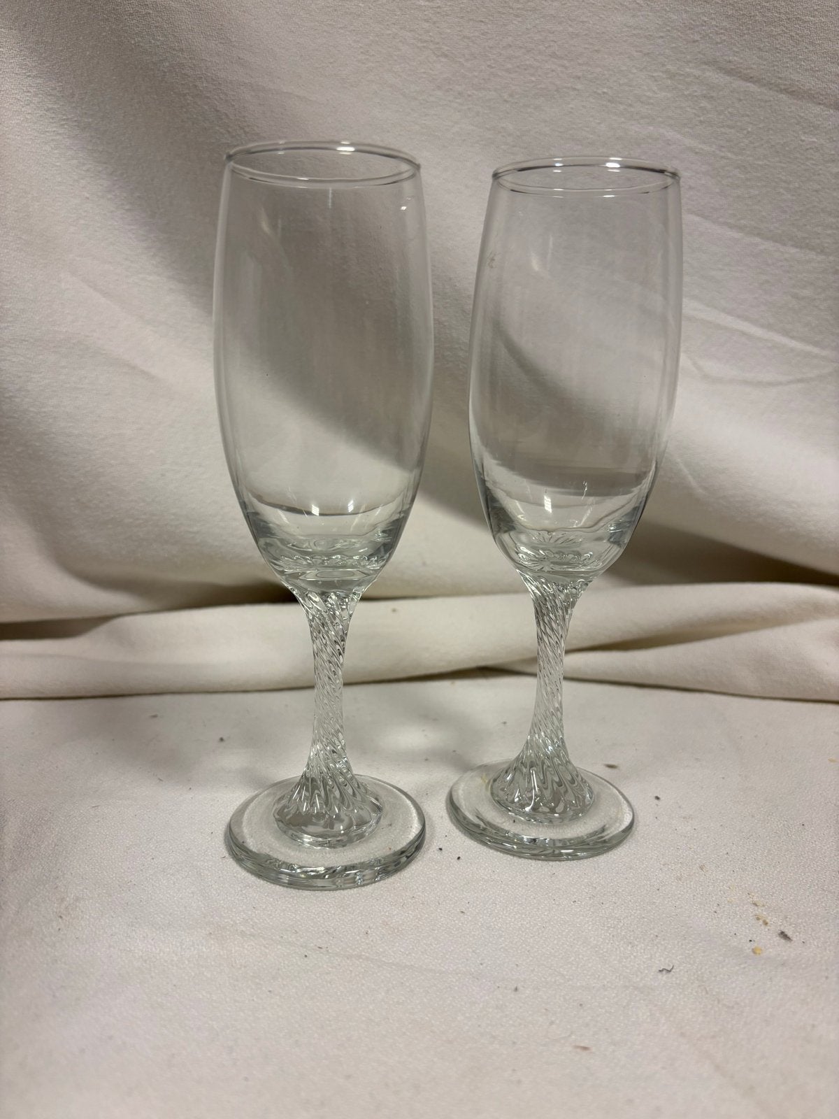 Set van 2 elegante champagneglazen met gedraaide steel, Ophalen