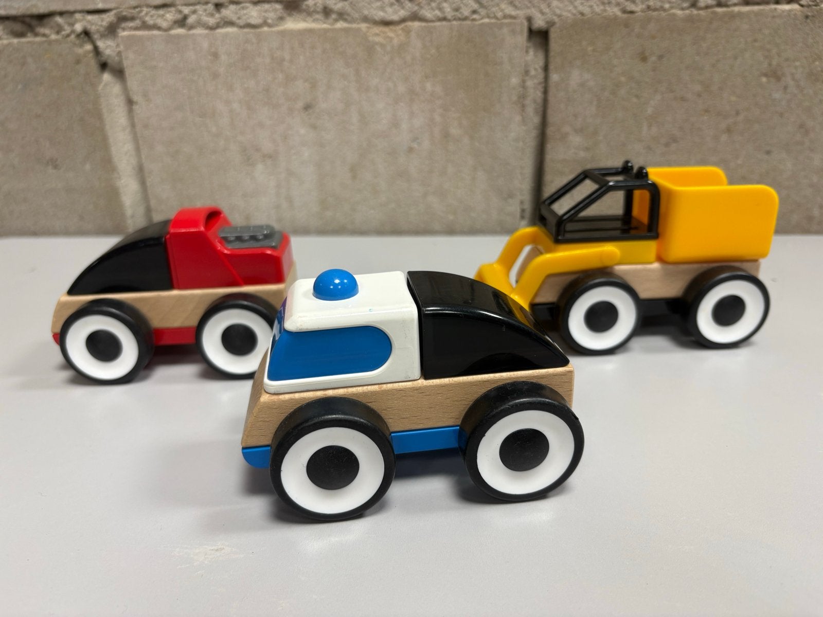 Houten speelgoedauto's set van 3, Ophalen, Gebruikt