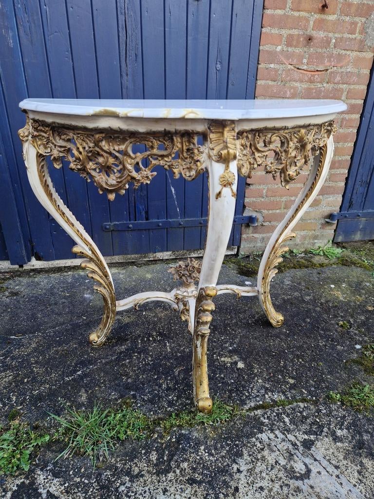 Antieke console tafel met marmeren blad, Ophalen