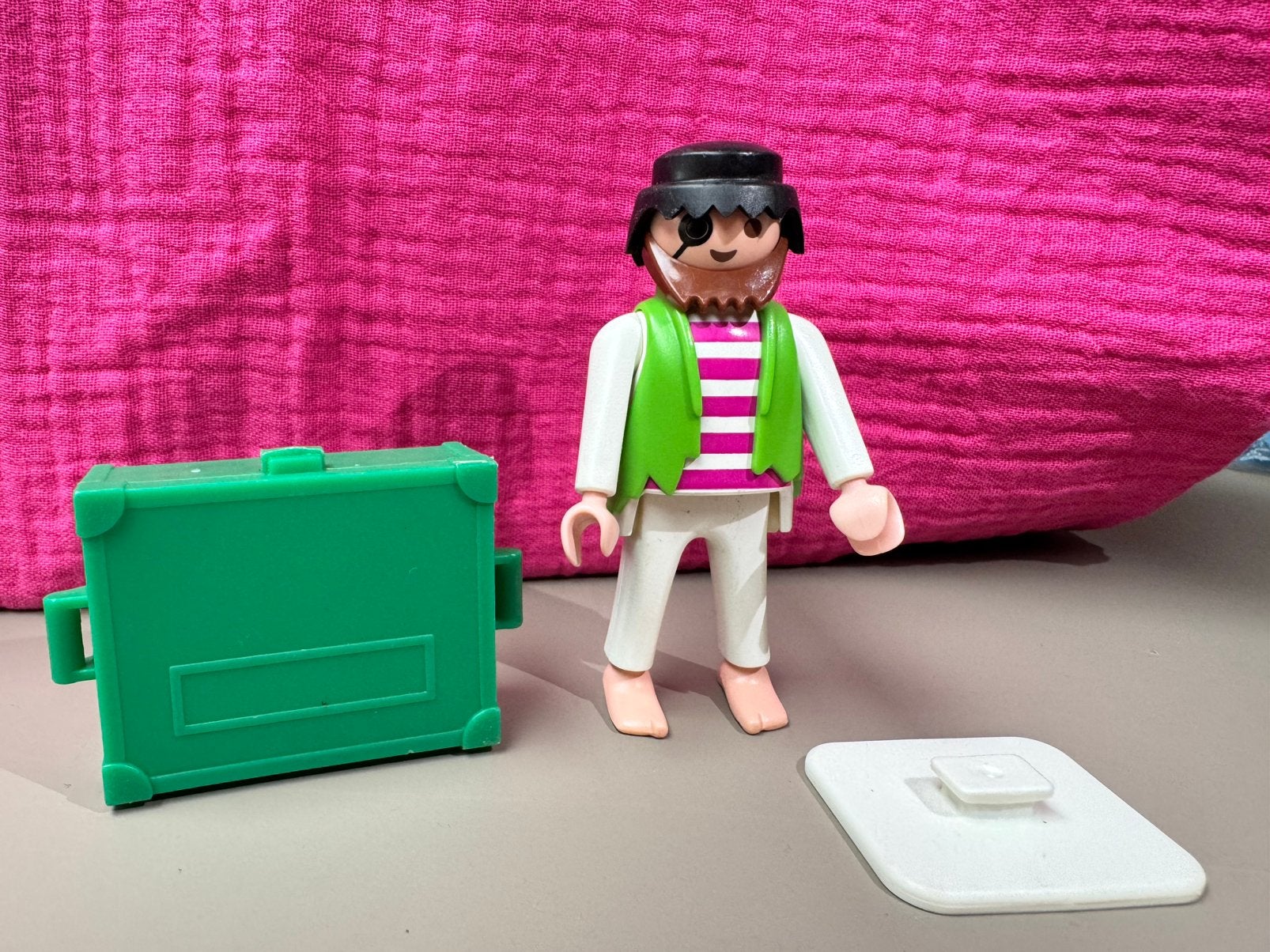 Playmobil Vintage Piraat met Ooglapje & Groen Kistje, Pirates, Gebruikt, Complete set, Ophalen of Verzenden