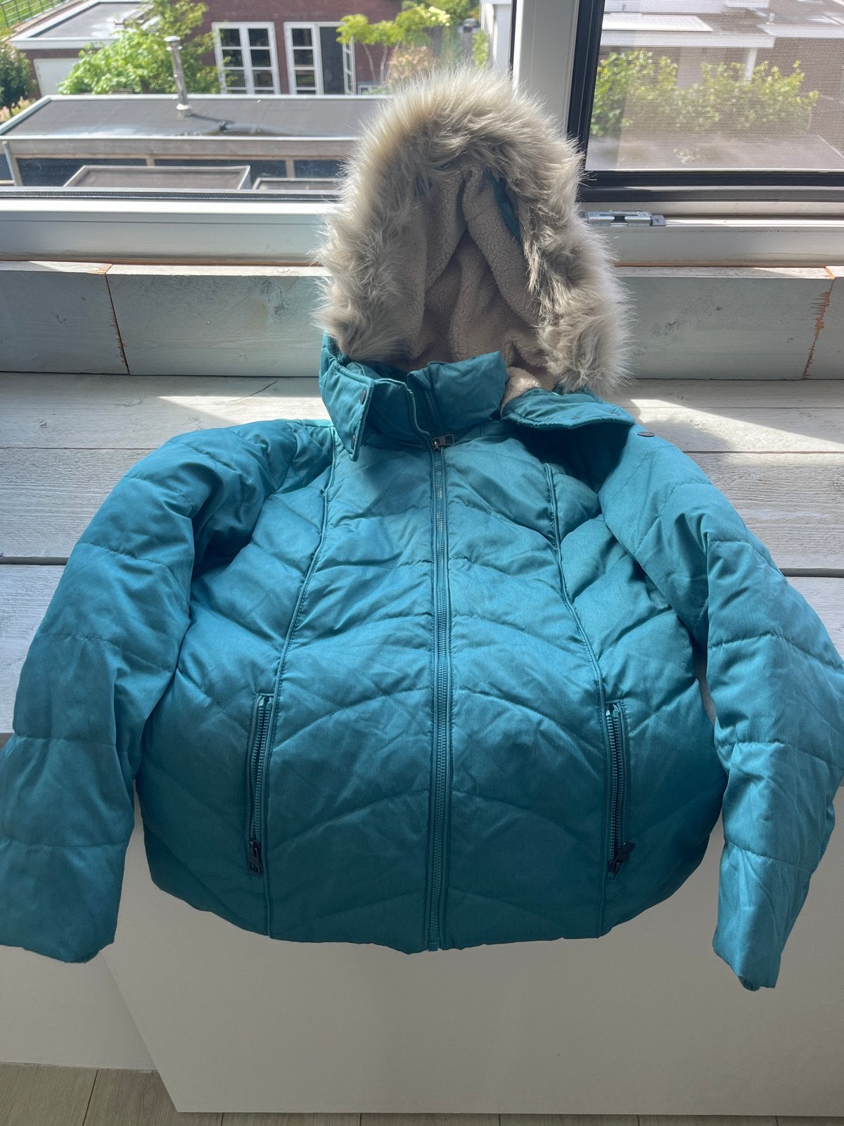 Blauwe EDC winterjas - Maat XS - Uitstekende staat, Ophalen of Verzenden, Zo goed als nieuw, Maat 34 (XS) of kleiner, Blauw