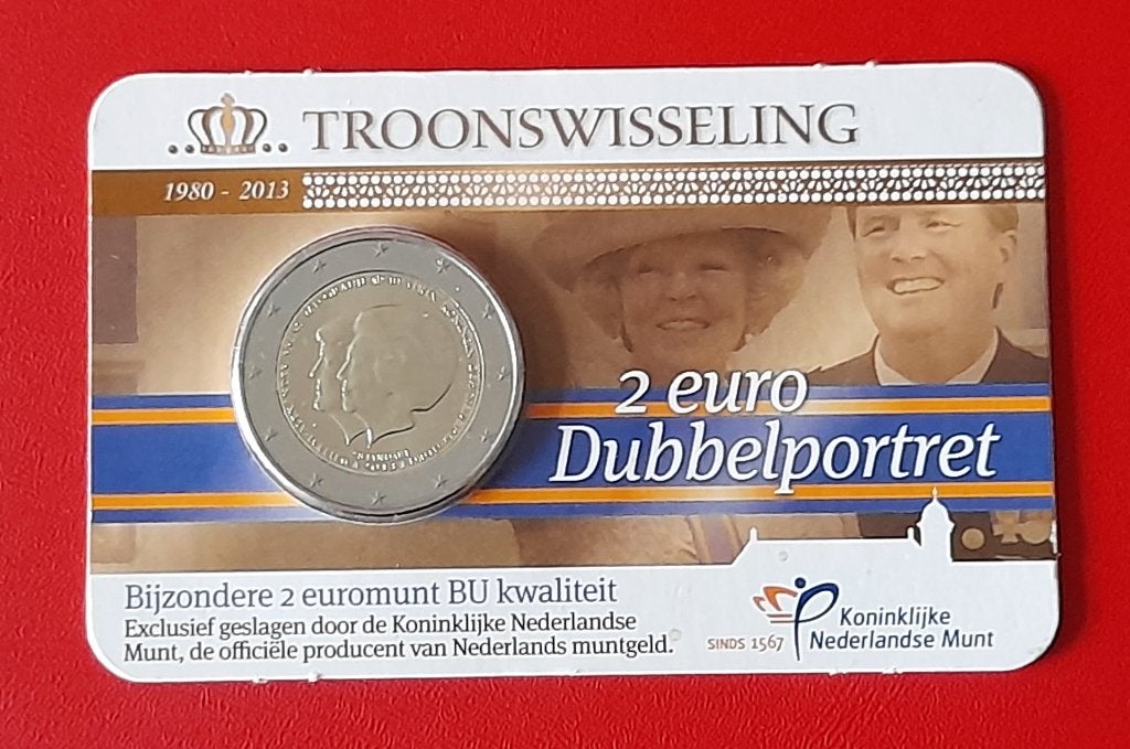 coincard Nederland 2 euro 2013 BU Dubbelportret, Postzegels en Munten, Munten | Nederland, Ophalen of Verzenden, Koningin Beatrix