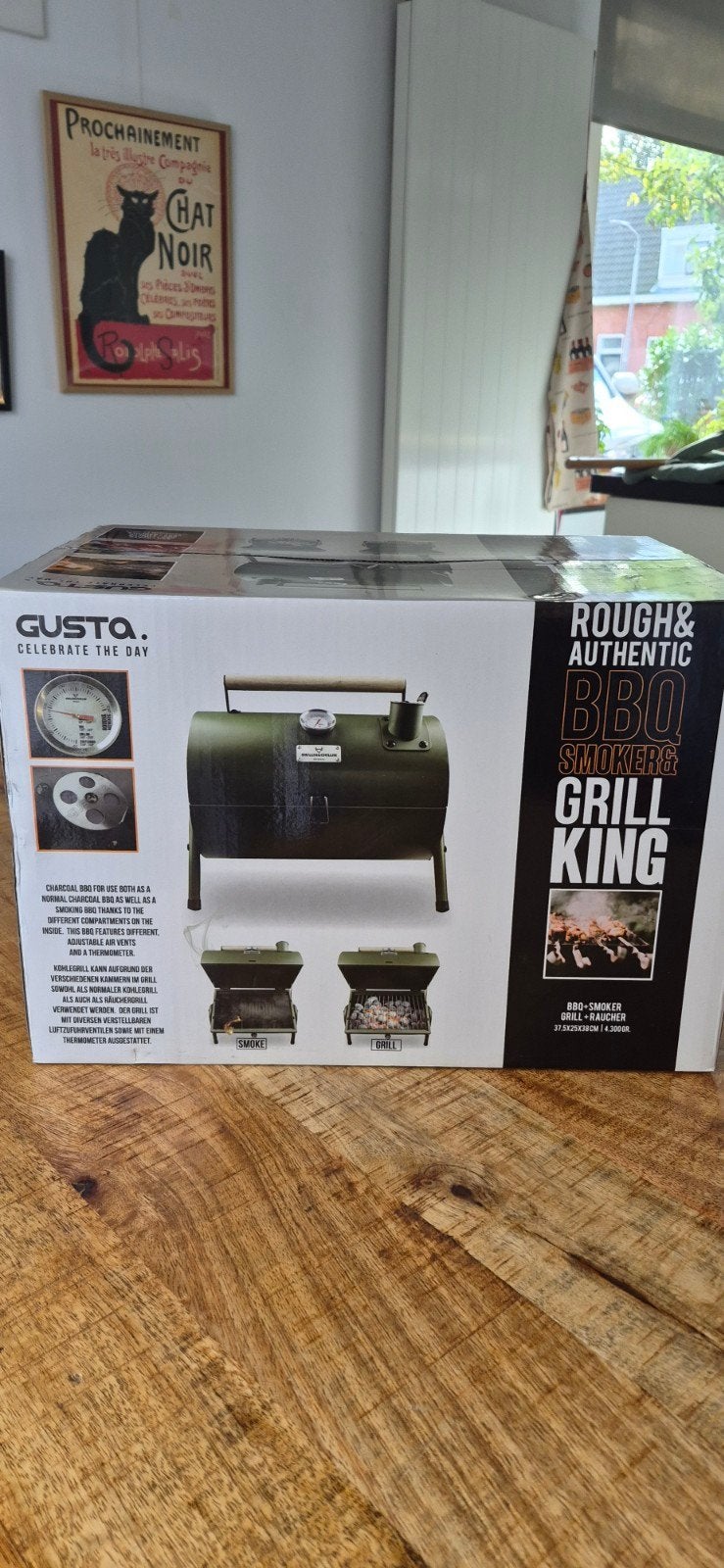 BBQ Grill King met hout - Nieuw in verpakking!, Ophalen, Nieuw, Gusta BBQ King