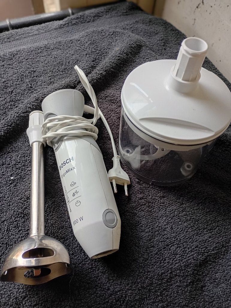 Bosch ErgoMixx Staafmixer 600W met hakmolen, Minder dan 1 liter, Ophalen, Gebruikt, 1 snelheid