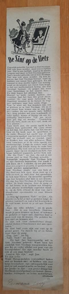 De Sint op de fiets - Herup-Pedalen - 1949, Ophalen of Verzenden, Overige merken