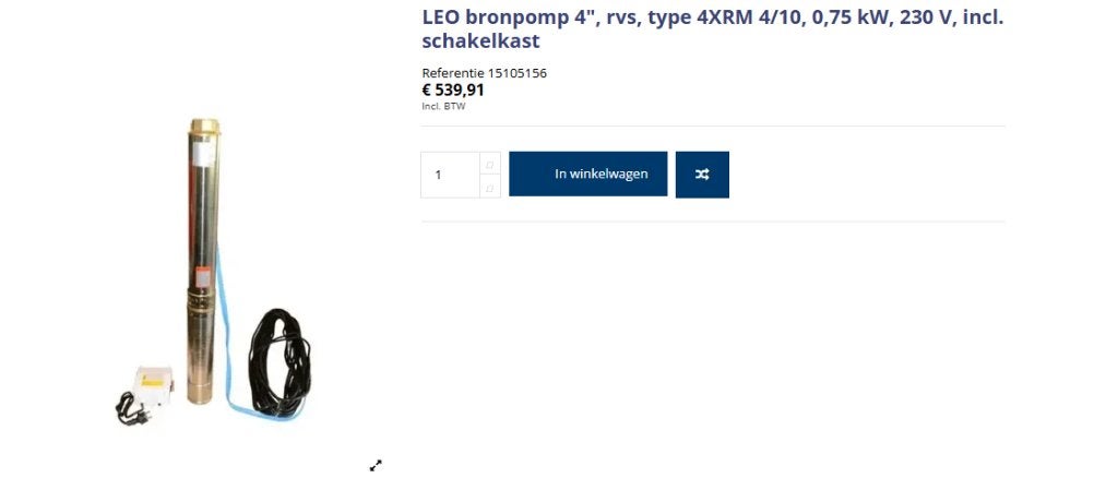 bronpomp Leo, Ophalen, Zo goed als nieuw, Elektrisch, Bronpomp
