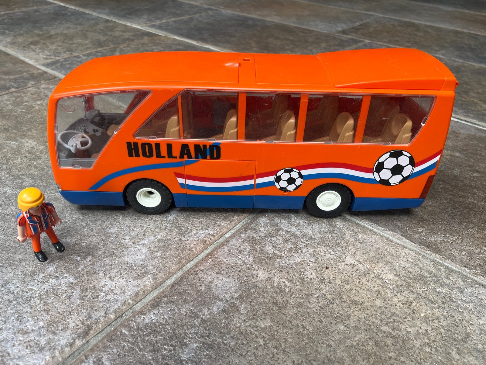 Playmobil Holland Bus met figuur - Oranje voetbalbus, Kinderen en Baby's, Speelgoed | Playmobil, Gebruikt, Complete set, Voertuig