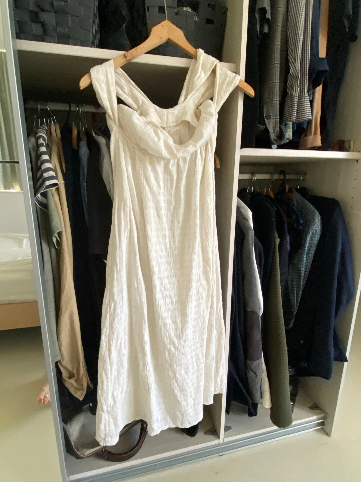 Free People katoen/linnen jurk met open rug, maat 40/42, Kleding | Dames, Wit, Maat 42/44 (L), Ophalen of Verzenden, Gedragen
