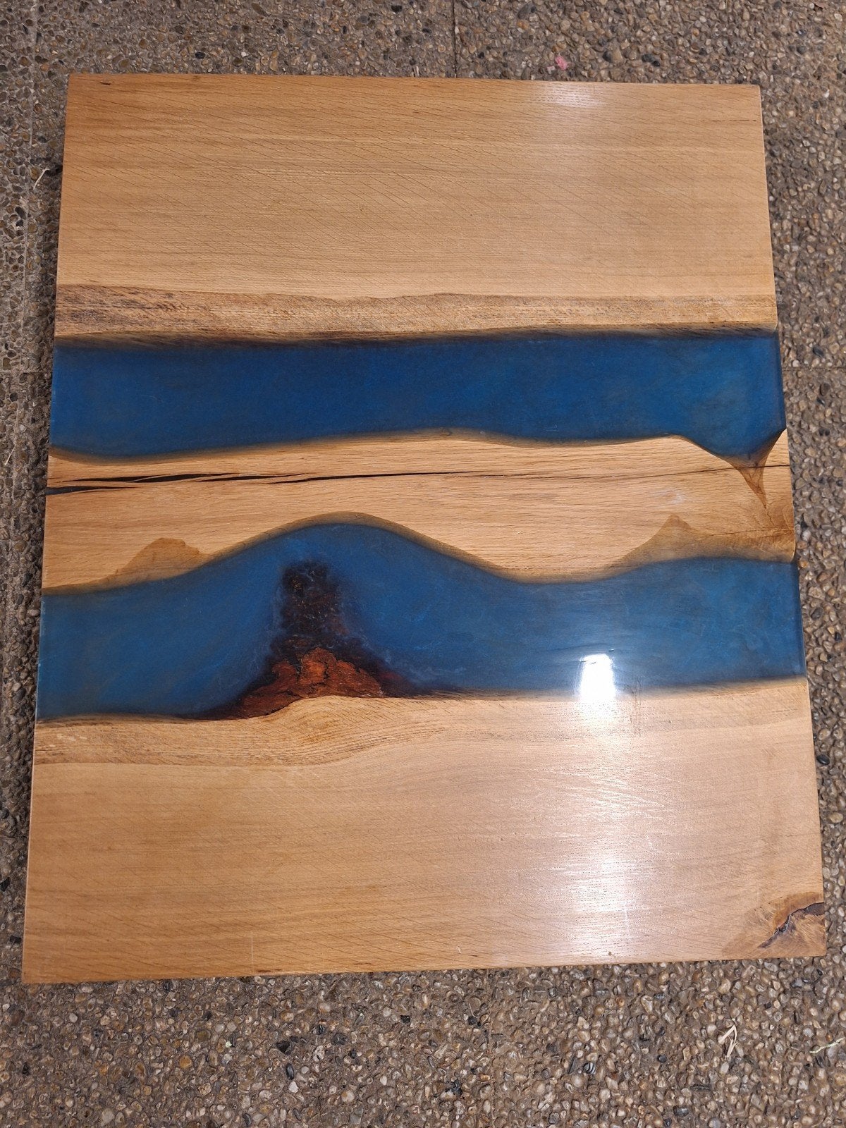 Massief eiken tafel met epoxy, Ophalen, Vierkant, Nieuw, Overige materialen