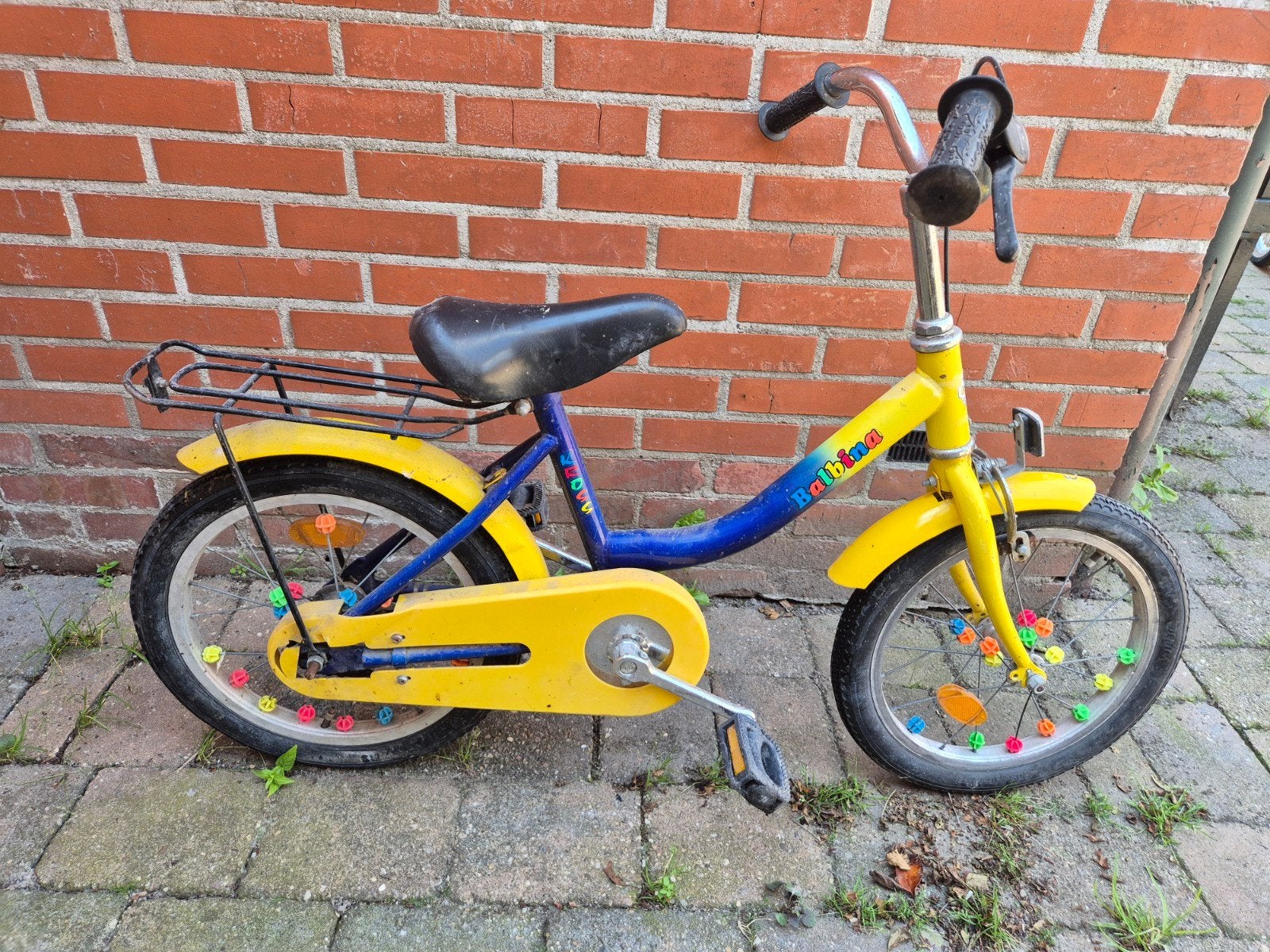 Kinderfiets Balbina 16 inch - Geel/Blauw, Fietsen en Brommers, Ophalen of Verzenden, Gebruikt, 16 tot 20 inch